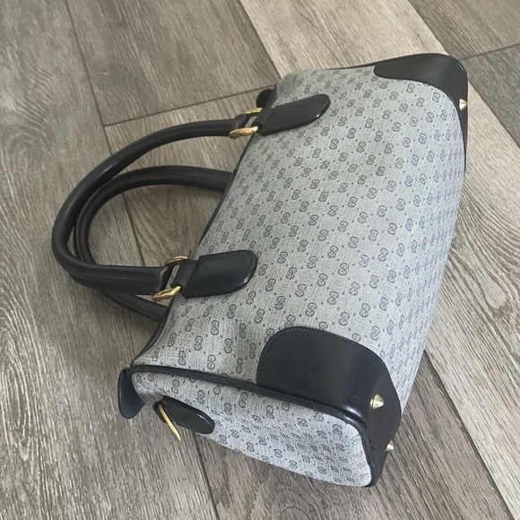 Vintage Gucci Navy/Gray Micro GG Monogram PVC Vinyl Boston Doctor Tote Bag - Picture 7 of 14